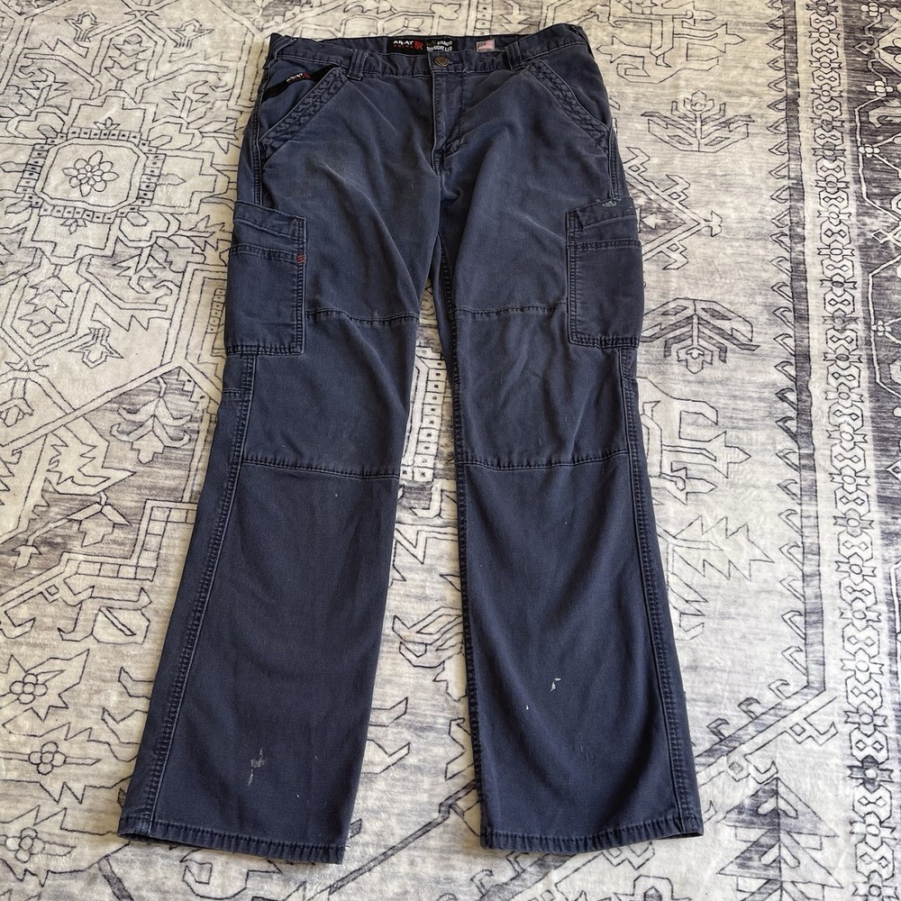 Ariat FR Work Pants 34x32 Grey Fire Resistant USA M5 Straight Leg Cargo